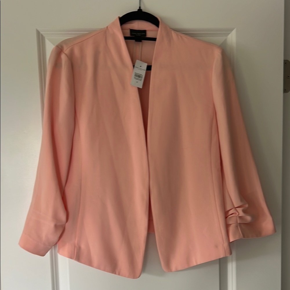Ann Taylor Pink Blazer Modern Collarless Design